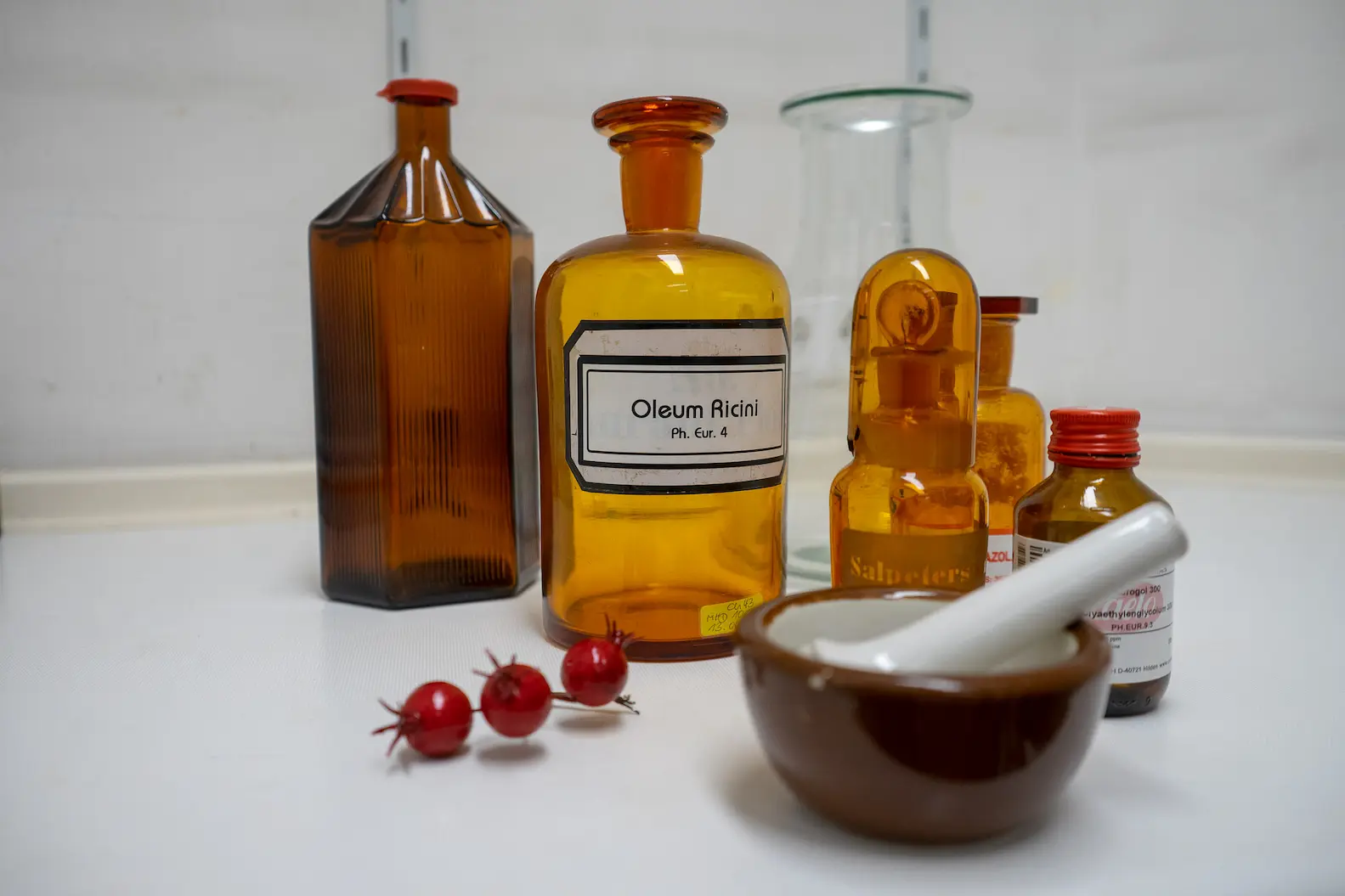 image of an old pharmacy shelf